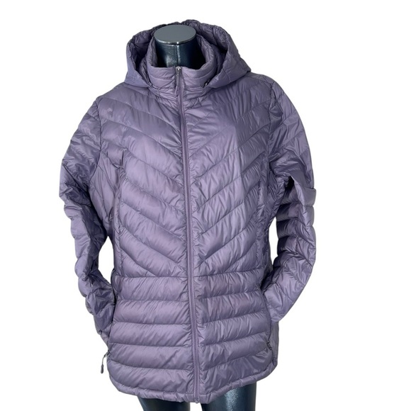 32 DEGREES Purple Down Packable Puffer Coat with Travel Bag Women's 1X - Picture 1 of 16